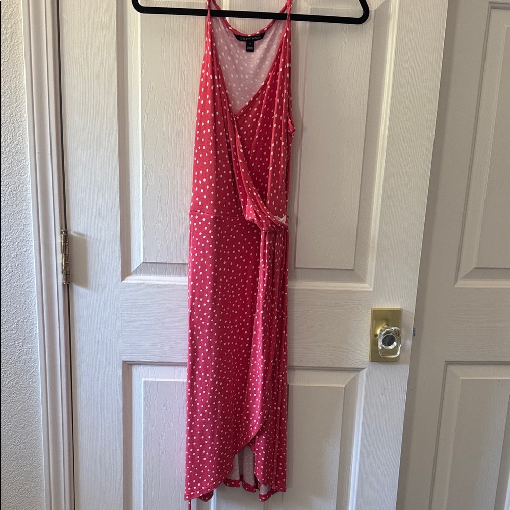 41 Hawthorn Asymmetrical Pink Polka Dot Dress